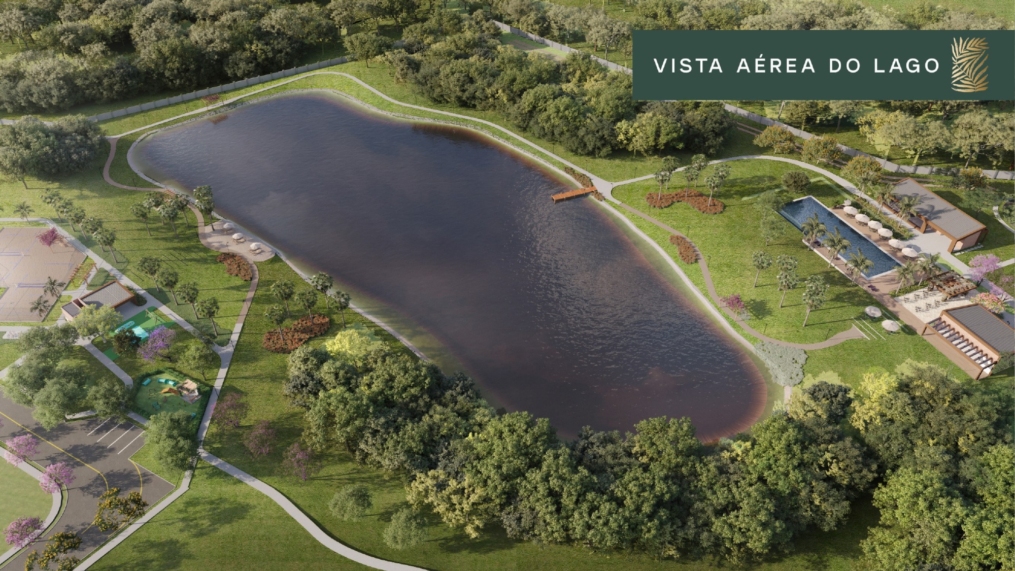 Vista aérea do lago exclusivo do Botanique